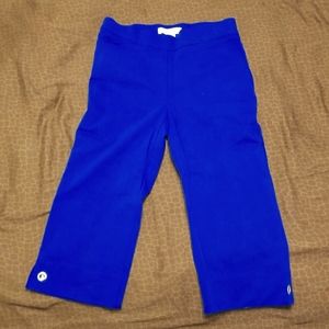 Blue caprice pants with eyelits & slits at calf